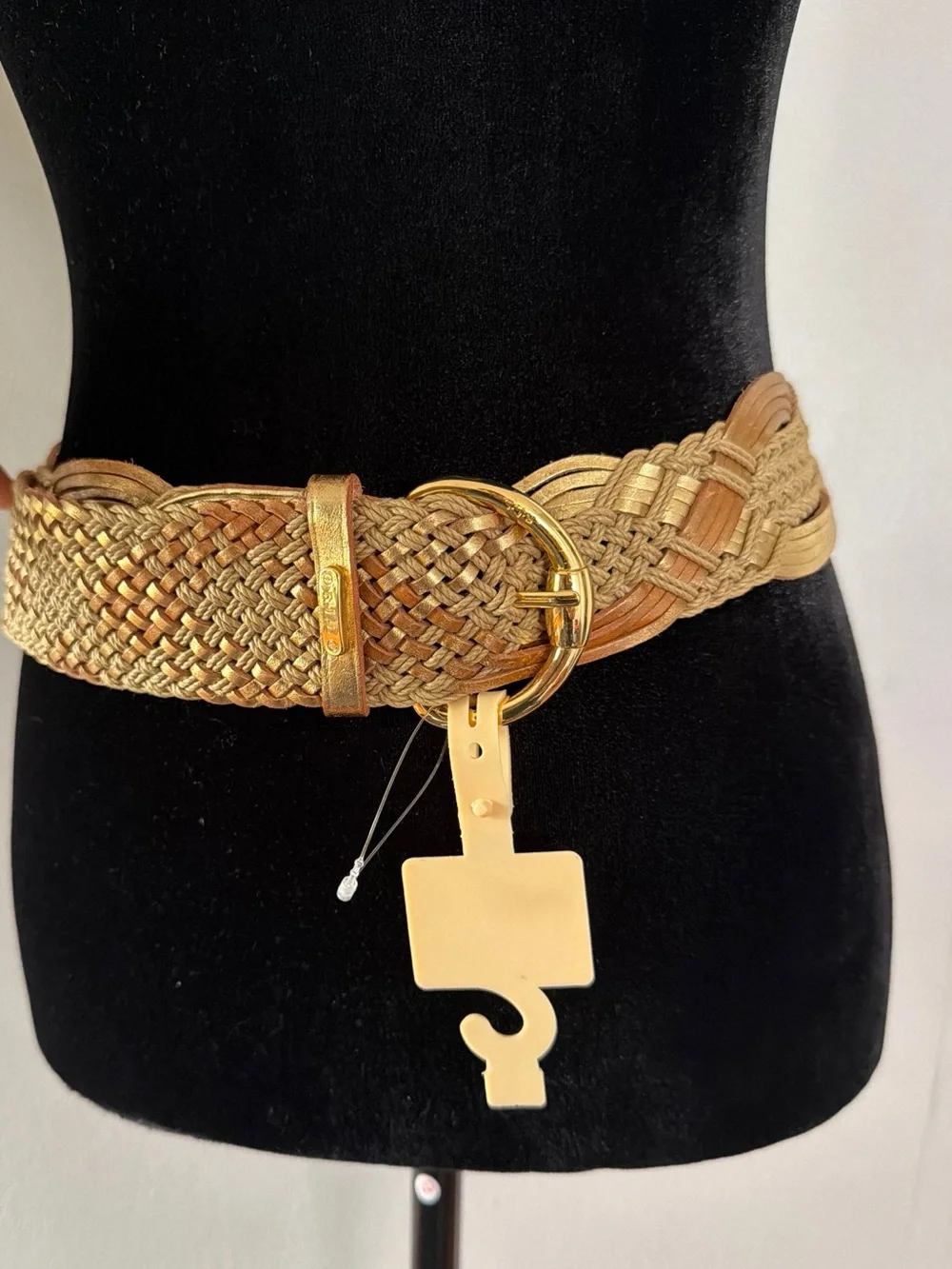 Ralph Lauren Braided Metallic Gold and Brown 100% Leather Belt